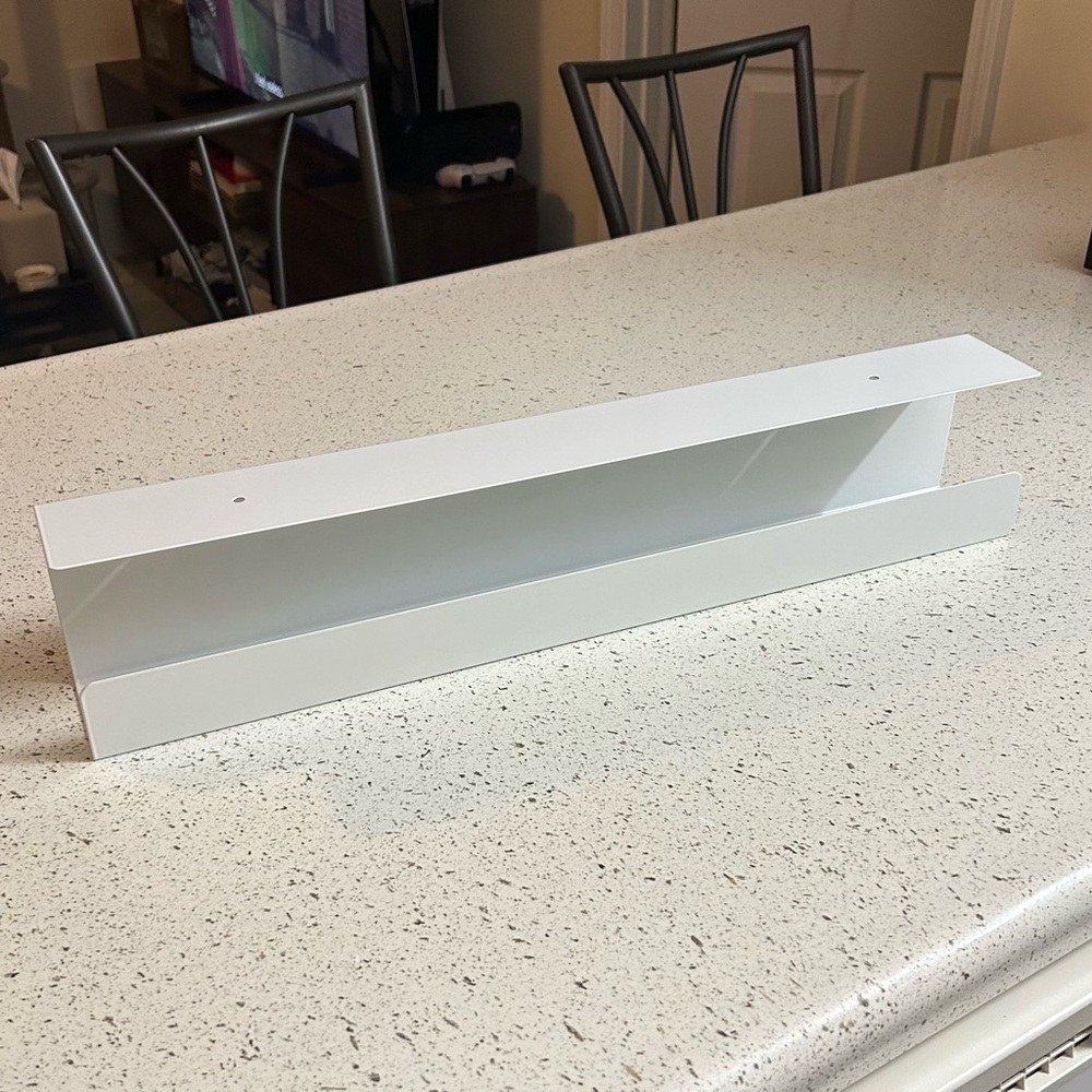 White Metal Under Desk Cable Management Tray